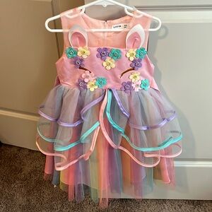 Girls Unicorn Rainbow Dress